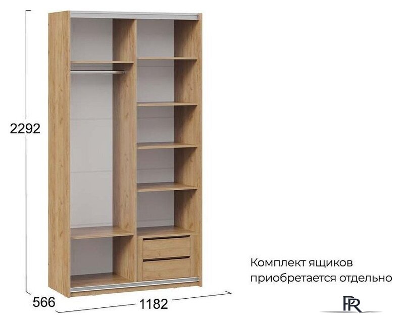 Шкаф-купе Трия Оскар Скания Т2 1200 268581 (ручка серебро/дуб крафт золотой/кашемир/кашемир сатин) - Изображение №6 — Интернет-магазин ПроЗаказ