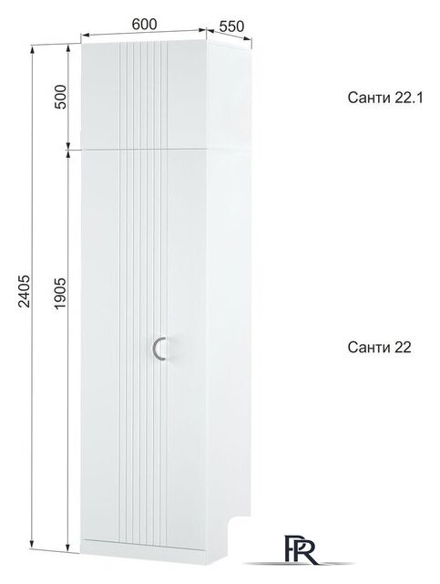 Шкаф распашной Аквилон Санти №22.1 (белое сияние) - Изображение №11 — Интернет-магазин ПроЗаказ