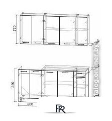 Готовая кухня Интерлиния Мила Лайт 1.7-60 (дуб веллингтон/дуб веллингтон/травертин серый) - Изображение №3 — Интернет-магазин ПроЗаказ