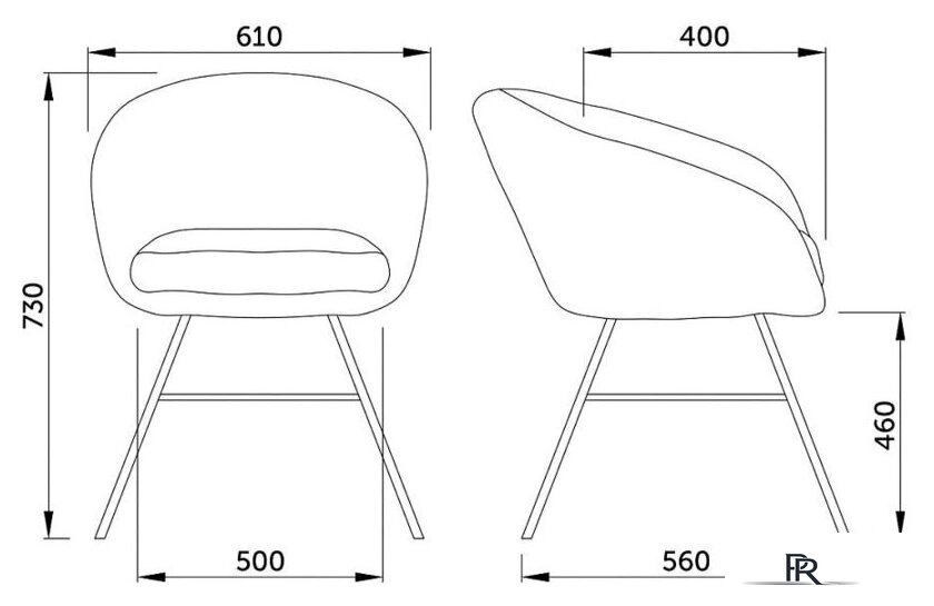 Стул с подлокотниками AksHome Amur (светло-коричневый велюр/золото) - Изображение №7 — Интернет-магазин ПроЗаказ