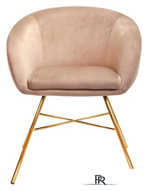 Стул с подлокотниками AksHome Amur (светло-коричневый велюр/золото) - Изображение №2 — Интернет-магазин ПроЗаказ