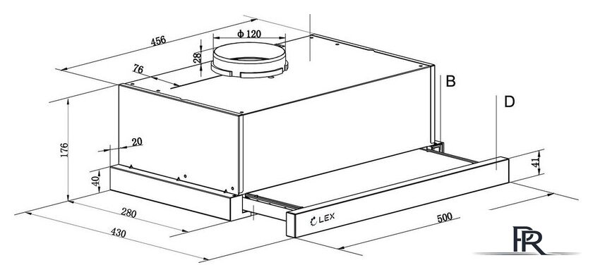 Кухонная вытяжка LEX Hide 500 (нержавеющая сталь) - Изображение №5 — Интернет-магазин ПроЗаказ