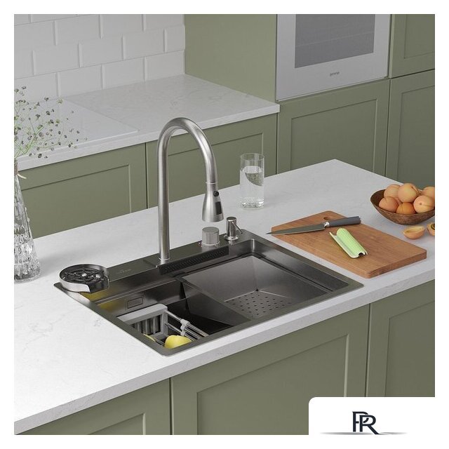 Кухонная мойка Roxen Stage Plus 560250-60 многофункциональная 8 в 1 (60*48/сатин) - Изображение №2 — Интернет-магазин ПроЗаказ