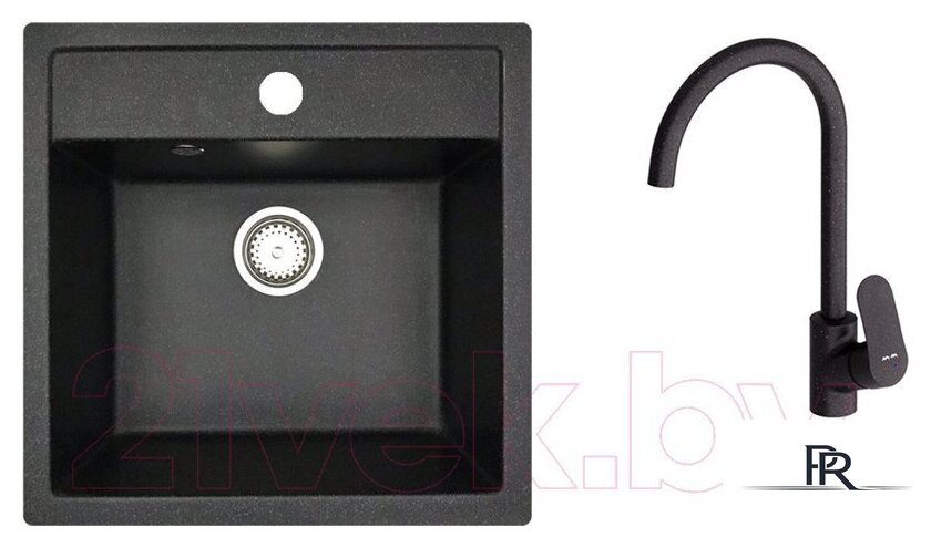 Кухонная мойка БелЭворс Rio + смеситель Like F8007122 (черный) - Изображение №1 — Интернет-магазин ПроЗаказ