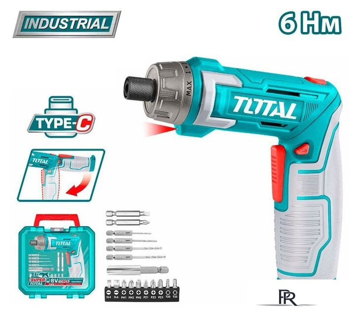 Электроотвертка Total TSDLI08025 (с 1-им АКБ, кейс) - Изображение №1 — Интернет-магазин ПроЗаказ