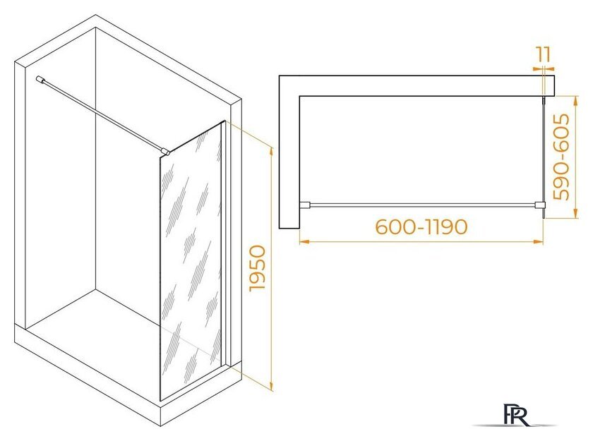 Душевая стенка RGW WA-002W 35100206-15 60 (белый/прозрачное стекло) - Изображение №2 — Интернет-магазин ПроЗаказ