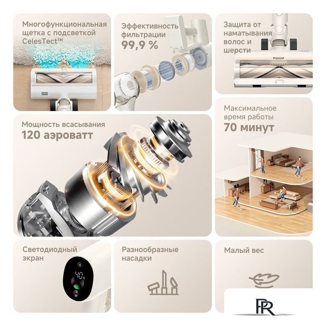 Пылесос Dreame Cordless Vacuum Cleaner R10s VZV22A (евровилка, белый) - Изображение №5 — Интернет-магазин ПроЗаказ