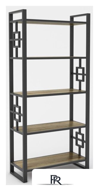 Стеллаж Hype Mebel Квадро 50x170 (черный/дуб галифакс олово) - Изображение №1 — Интернет-магазин ПроЗаказ