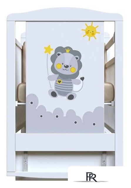 Классическая детская кроватка VDK Happy Lion маятник и ящик (белый) - Изображение №2 — Интернет-магазин ПроЗаказ