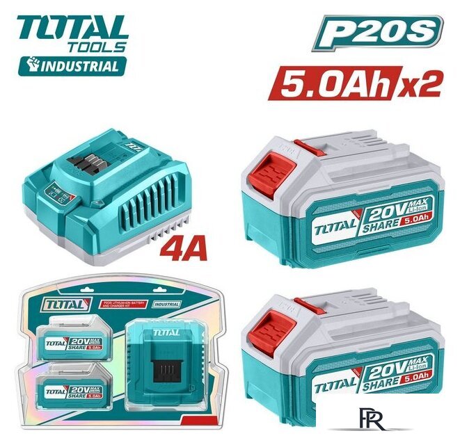 Аккумулятор с зарядным устройством Total TFBCPK2513 (20В/2x5 Ah + 20В) - Изображение №1 — Интернет-магазин ПроЗаказ