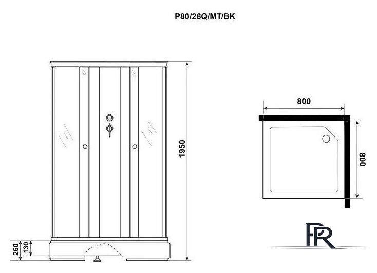 Душевая кабина Niagara Promo P80/26Q/MT/BK 80x80x195 - Изображение №5 — Интернет-магазин ПроЗаказ