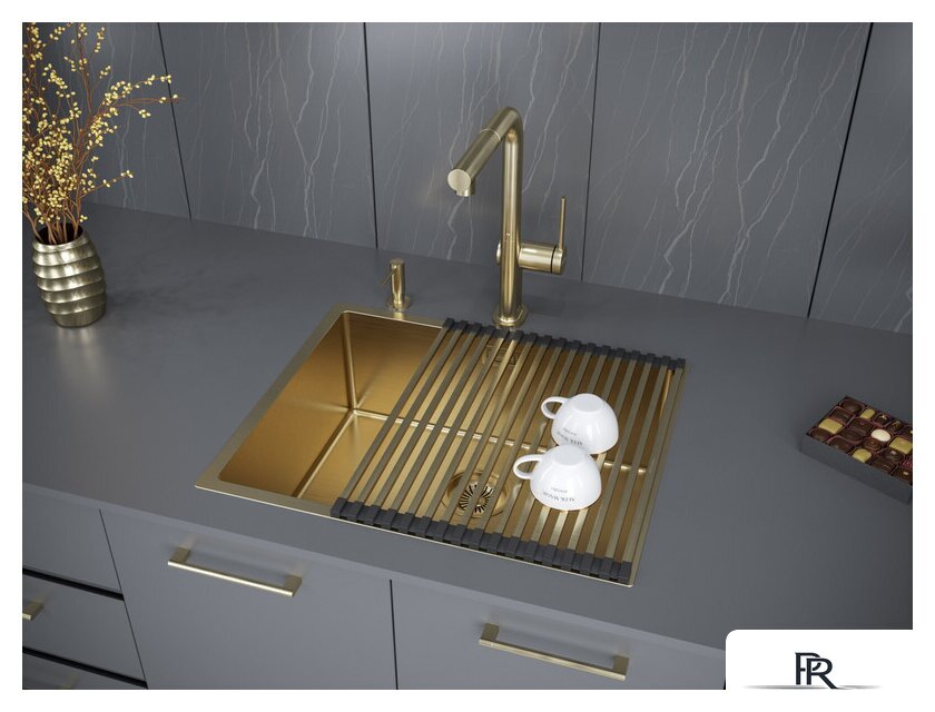 Кухонная мойка Paulmark Next 54 Uni PM215444-BG (золото/брашированное золото) - Изображение №4 — Интернет-магазин ПроЗаказ