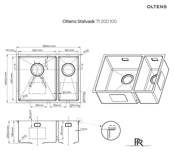 Кухонная мойка Oltens Stalvask 71200100 - Изображение №2 — Интернет-магазин ПроЗаказ