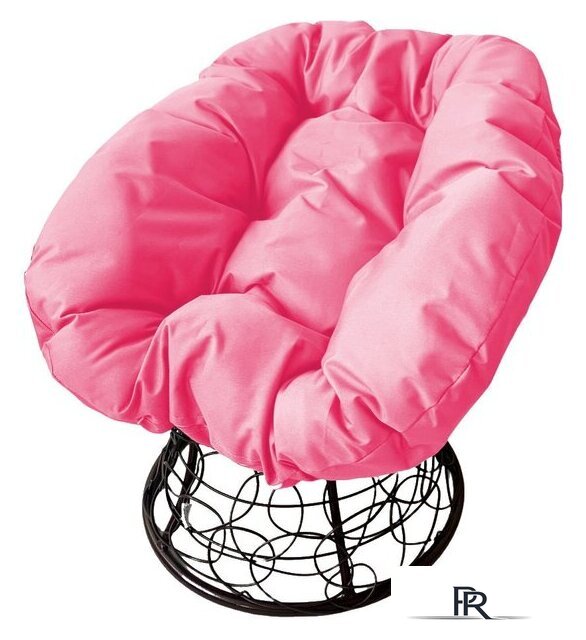 Кресло M-Group Пончик 12320408 (черный ротанг/розовая подушка) - Изображение №1 — Интернет-магазин ПроЗаказ