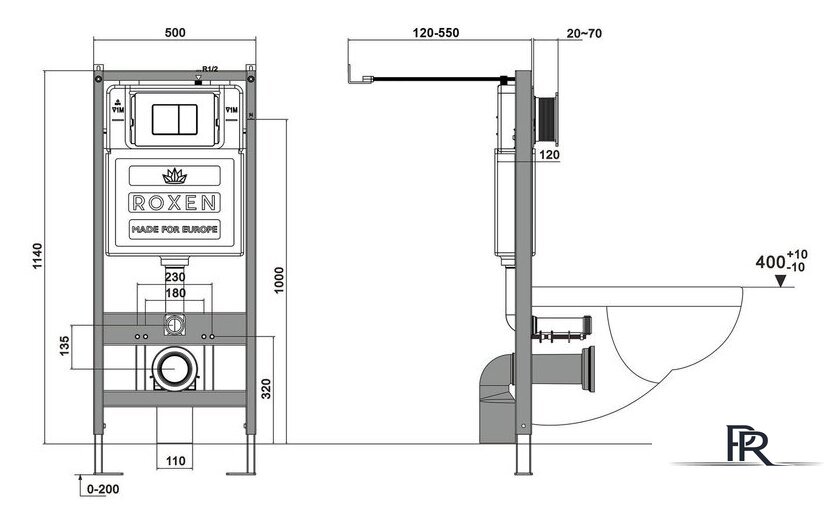 Унитаз подвесной Roxen Antares Tornado в комплекте с инсталляцией StounFix Dual Fresh 6 в 1 968335 (кнопка: белый глянцевый) - Изображение №11 — Интернет-магазин ПроЗаказ