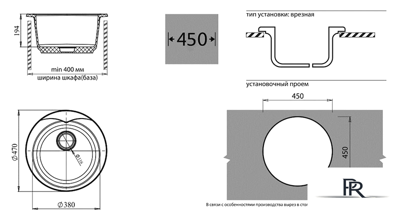 Кухонная мойка GranFest Rondo GF-R480 (графит) - Изображение №2 — Интернет-магазин ПроЗаказ