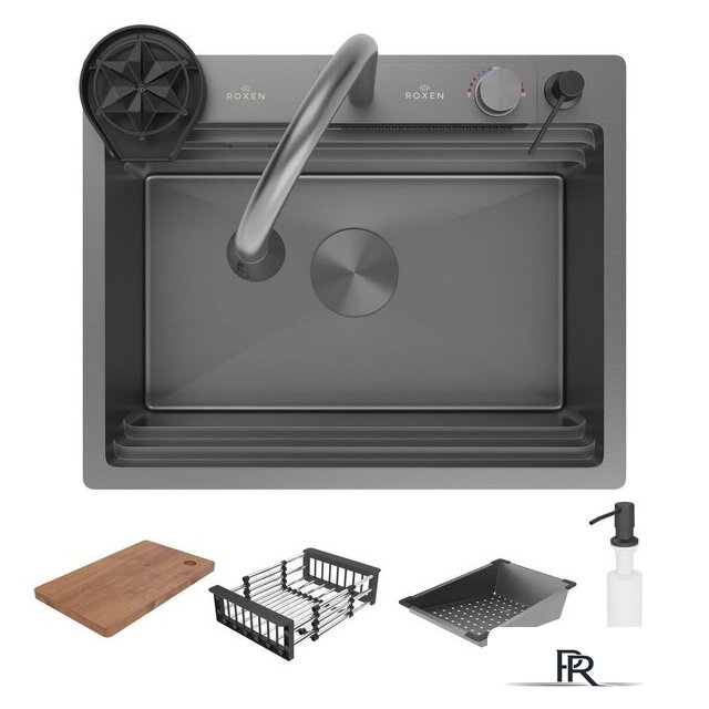 Кухонная мойка Roxen Stage Plus 560250-60B многофункциональная 8 в 1 (60*48/графит) - Изображение №3 — Интернет-магазин ПроЗаказ