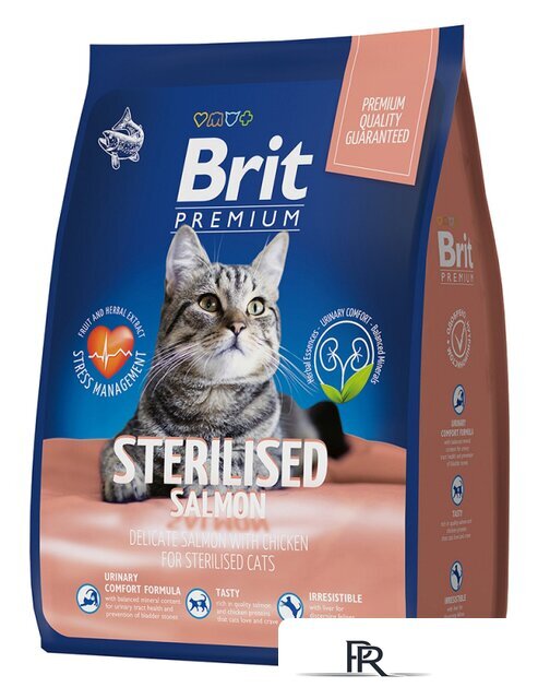 Сухой корм для кошек Brit Premium Cat Sterilized Salmon and Chicken (для стерилизованных кошек с лососем и курицей) 8 кг - Изображение №1 — Интернет-магазин ПроЗаказ