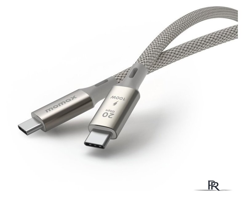 Кабель Momax DC31L USB 3.2 Gen 2x2 Type-C - USB 3.2 Gen 2x2 Type-C (1 м, серебристый/серый) - Изображение №1 — Интернет-магазин ПроЗаказ