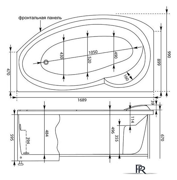Ванна Aquanet Jersey 170x90 L (с каркасом и экраном) - Изображение №4 — Интернет-магазин ПроЗаказ