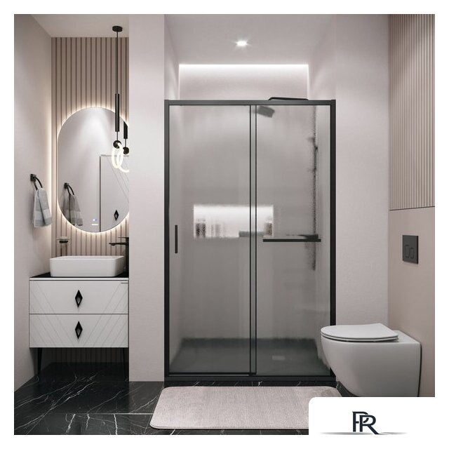 Душевая дверь Grossman Style 130x195 100.K33.05.130.21.02 (черный матовый/стекло шиншилла) - Изображение №10 — Интернет-магазин ПроЗаказ