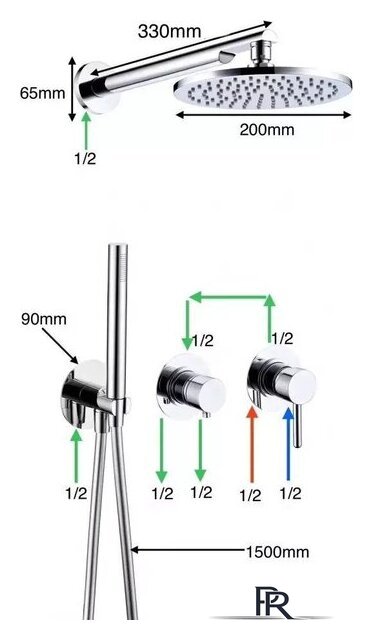 Душевая система  Grocenberg GB5090 (графит) - Изображение №2 — Интернет-магазин ПроЗаказ
