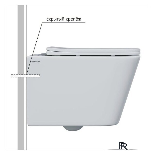 Унитаз подвесной Berges Wasserhaus Floe S Rimless + АТОМ 410 АТ-043368 (с сиденьем) - Изображение №5 — Интернет-магазин ПроЗаказ