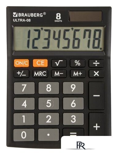 Бухгалтерский калькулятор BRAUBERG Ultra-08-BK 250507 (черный) - Изображение №1 — Интернет-магазин ПроЗаказ