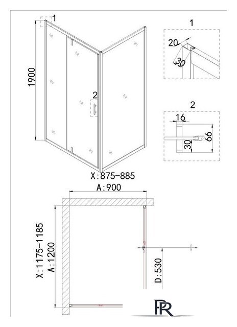 Душевая стенка Niagara NG-A90G 90x190 - Изображение №3 — Интернет-магазин ПроЗаказ