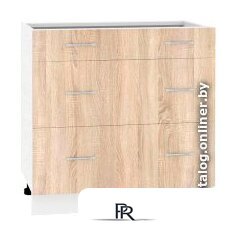 Шкаф напольный Кортекс-мебель Корнелия Лира НШ80р3ш без столешницы (дуб сонома) - Изображение №1 — Интернет-магазин ПроЗаказ