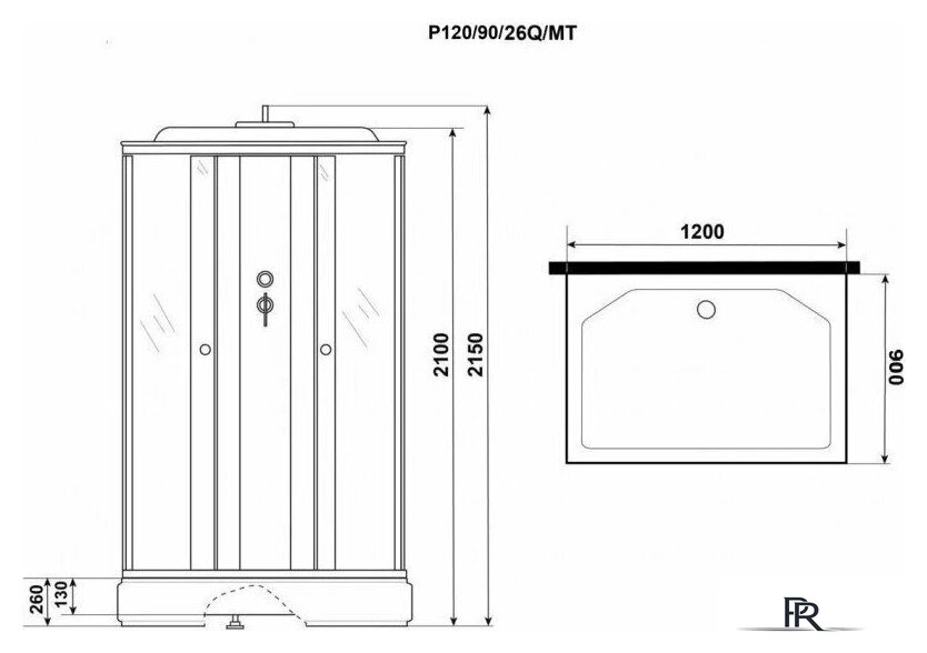 Душевая кабина Niagara Promo P120/90/26Q/MT 120x90x215 - Изображение №8 — Интернет-магазин ПроЗаказ