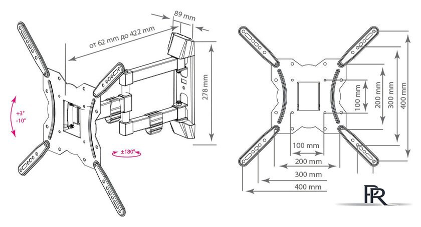 Кронштейн для телевизора Kromax GALACTIC-40 (черный) - Изображение №2 — Интернет-магазин ПроЗаказ