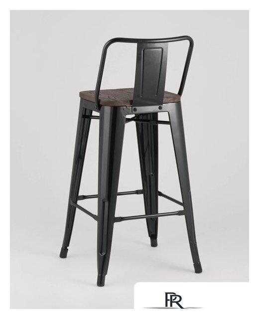 Стул Stool Group Tolix Wood со спинкой YD-H765E-W LG-01 (черный глянцевый/темное дерево) - Изображение №5 — Интернет-магазин ПроЗаказ