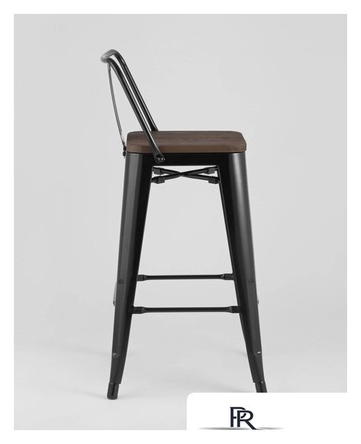 Стул Stool Group Tolix Wood со спинкой YD-H765E-W LG-01 (черный глянцевый/темное дерево) - Изображение №4 — Интернет-магазин ПроЗаказ