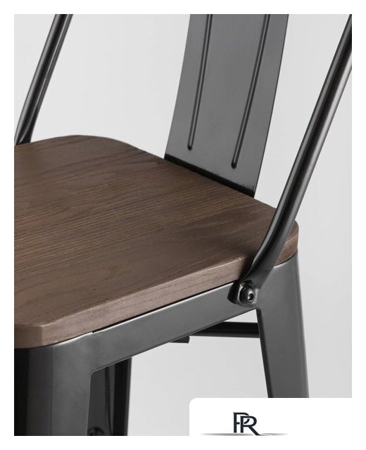 Стул Stool Group Tolix Wood со спинкой YD-H765E-W LG-01 (черный глянцевый/темное дерево) - Изображение №8 — Интернет-магазин ПроЗаказ