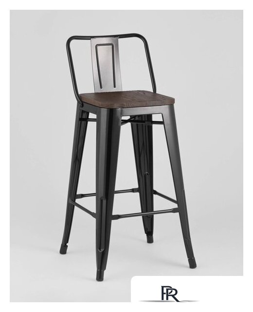 Стул Stool Group Tolix Wood со спинкой YD-H765E-W LG-01 (черный глянцевый/темное дерево) - Изображение №2 — Интернет-магазин ПроЗаказ