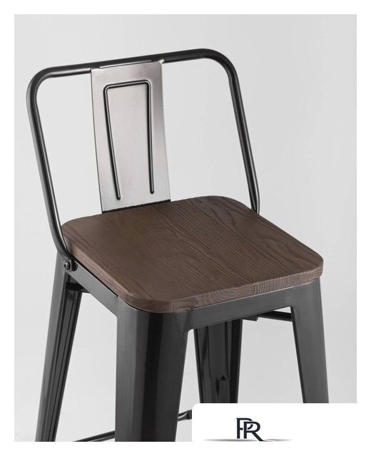 Стул Stool Group Tolix Wood со спинкой YD-H765E-W LG-01 (черный глянцевый/темное дерево) - Изображение №7 — Интернет-магазин ПроЗаказ