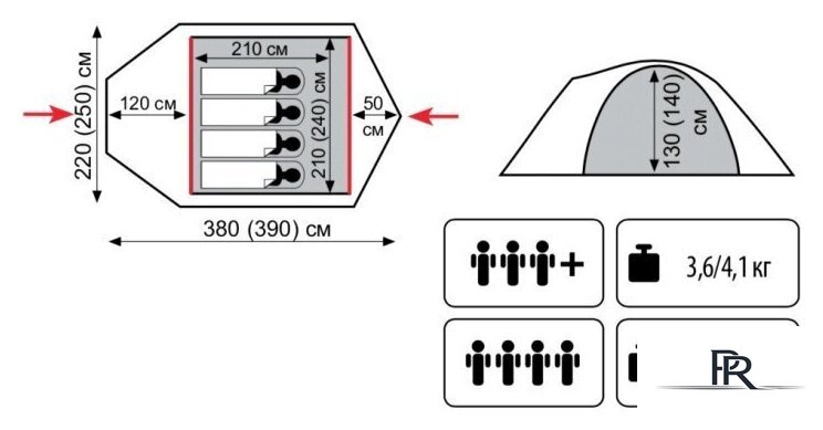 Треккинговая палатка Tramp Lite Camp 4 - Изображение №2 — Интернет-магазин ПроЗаказ