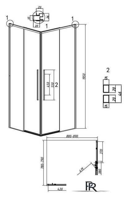 Душевой уголок Grossman Galaxy 90x80x195 300.K33.01.9080.42.00 (графит сатин/прозрачное стекло) - Изображение №11 — Интернет-магазин ПроЗаказ