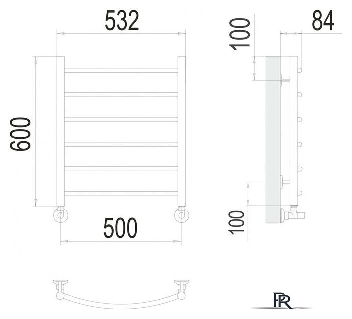 Полотенцесушитель TERMINUS Классик П6 500x600 нп (золото) - Изображение №2 — Интернет-магазин ПроЗаказ