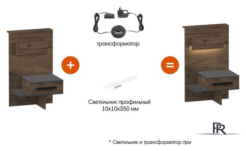 Тумба Мебельград Глазго прикроватная тумбочка (таксония/графит) - Изображение №1 — Интернет-магазин ПроЗаказ