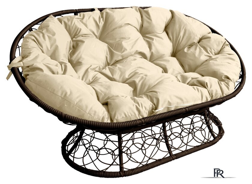 Садовый диван M-Group Мамасан 12110201 (коричневый ротанг/бежевая подушка) - Изображение №1 — Интернет-магазин ПроЗаказ