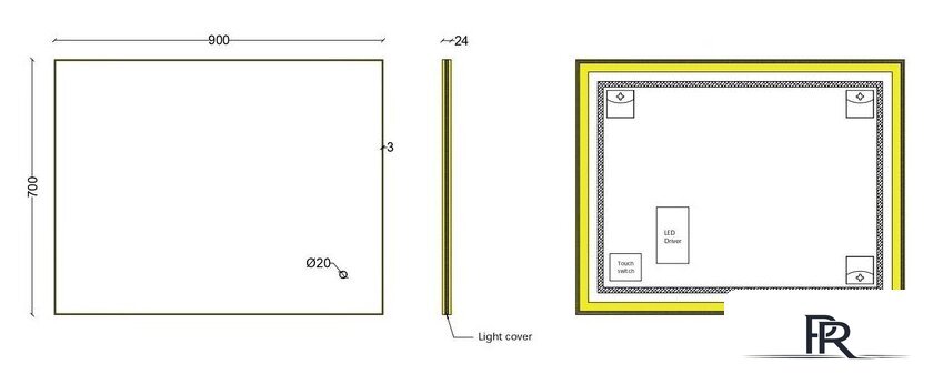  Roxen Зеркало Frida c подсветкой 510215-90 (90x70) в тонком металлическом профиле в цвете брашированное золото - Изображение №10 — Интернет-магазин ПроЗаказ