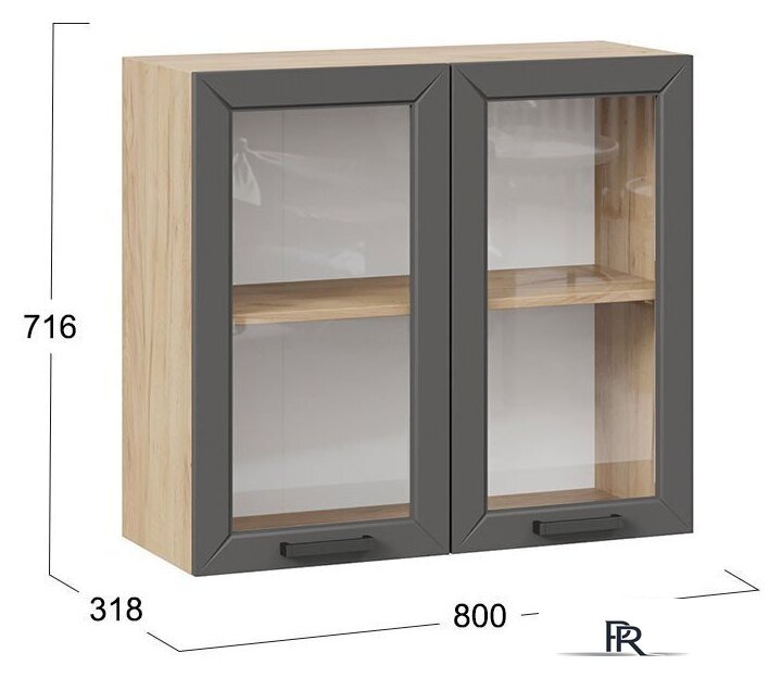 Шкаф навесной Трия Лорас 1В8С (дуб крафт золотой/холст вулкан) - Изображение №3 — Интернет-магазин ПроЗаказ