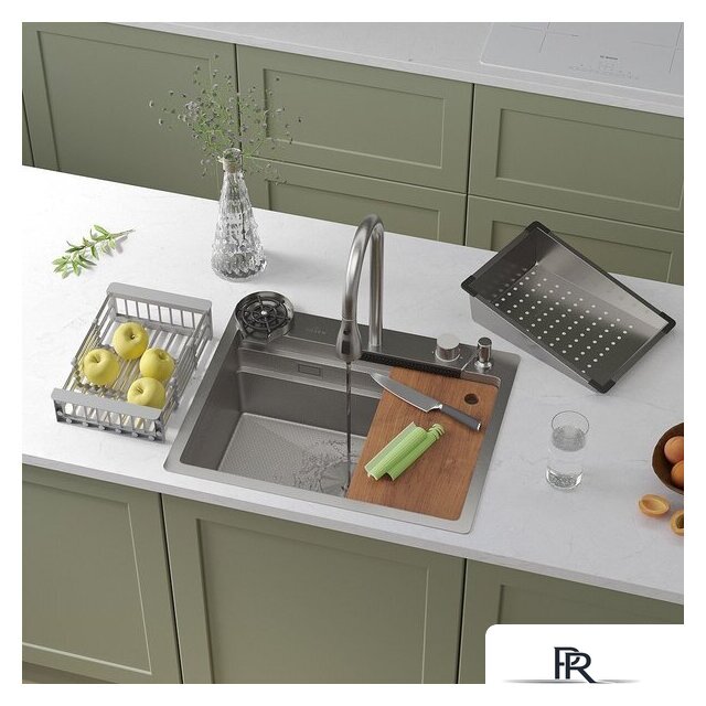 Кухонная мойка Roxen Stage Plus 560250-60-S многофункциональная 8 в 1 (60*48/текстурный сатин) - Изображение №1 — Интернет-магазин ПроЗаказ