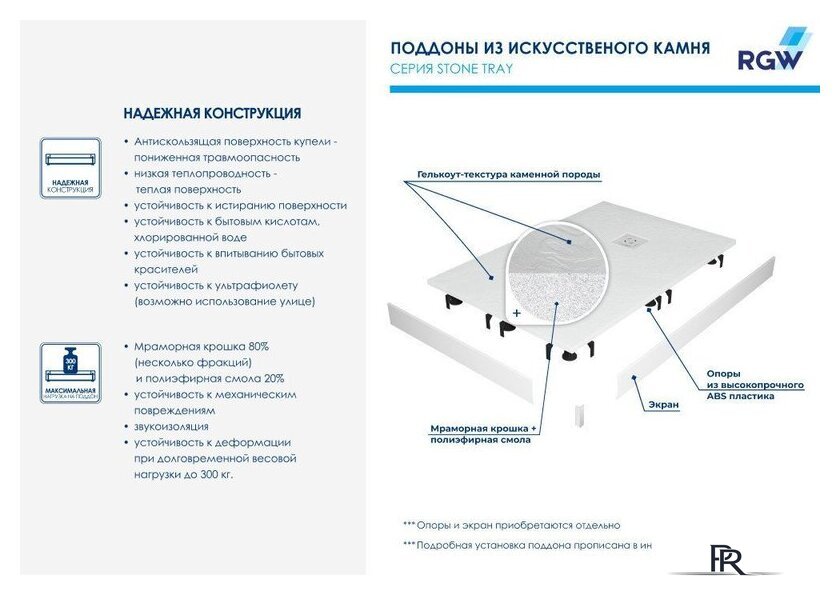 Душевой поддон RGW ST-0138W 16152813-01 80x130 - Изображение №5 — Интернет-магазин ПроЗаказ
