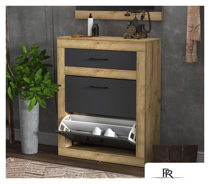 Тумба для обуви Интерлиния Loft LT-ТПО (дуб золотой/антрацит) - Изображение №1 — Интернет-магазин ПроЗаказ