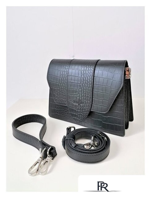 Женская сумка Souffle 249 2495001 (черный кайман эластичный) - Изображение №4 — Интернет-магазин ПроЗаказ
