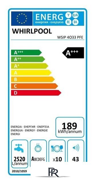 Встраиваемая посудомоечная машина Whirlpool WSIP 4O33 PFE - Изображение №3 — Интернет-магазин ПроЗаказ