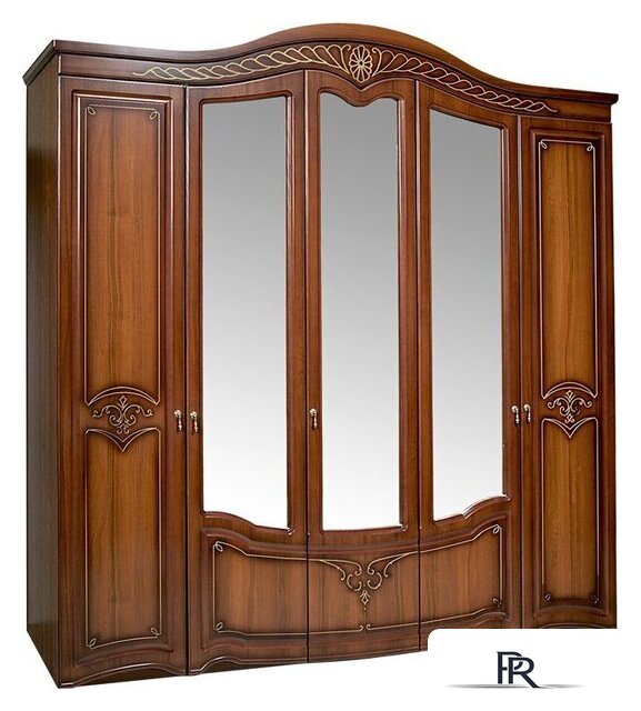 Шкаф распашной ФорестДекоГрупп Луиза 5-створчатый (орех) - Изображение №1 — Интернет-магазин ПроЗаказ